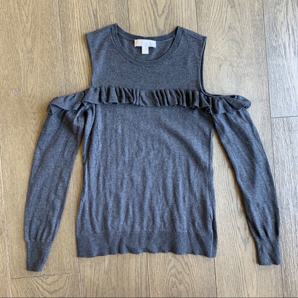 MICHAEL Michael Kors ruffle cold shoulder sweater